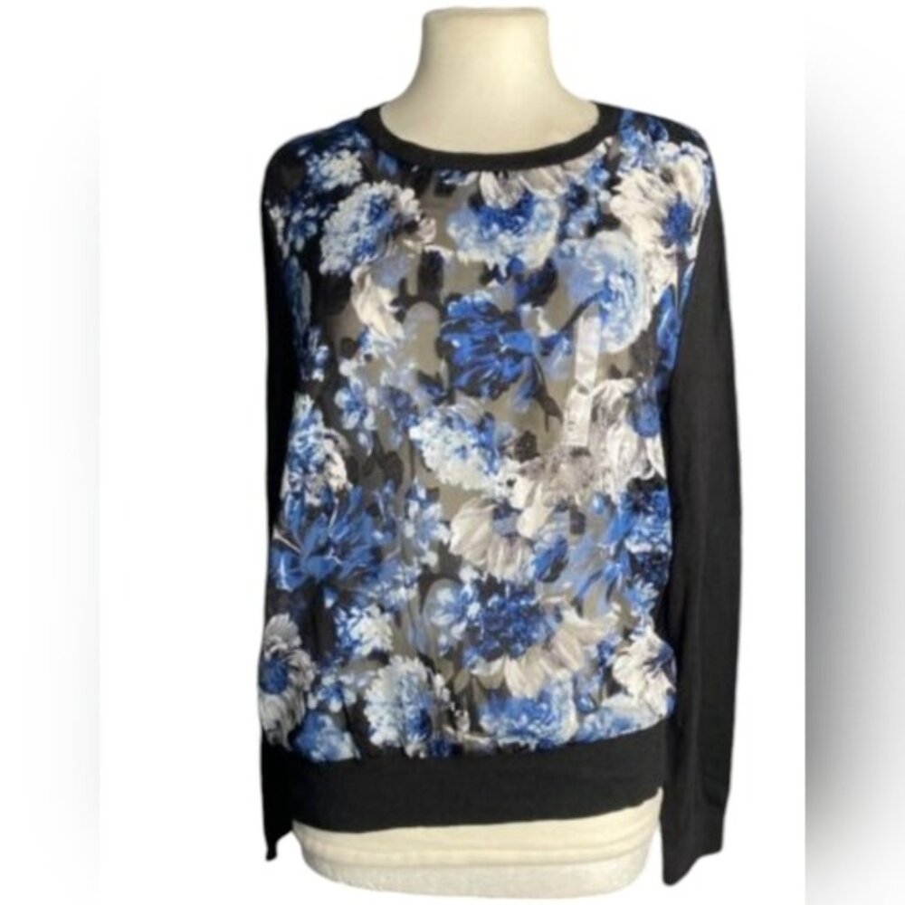 NWT Sheer Cardigan Floral Panel Knit Size MP